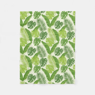 Manta Polar Patrón continuo de hojas tropicales y Monstera