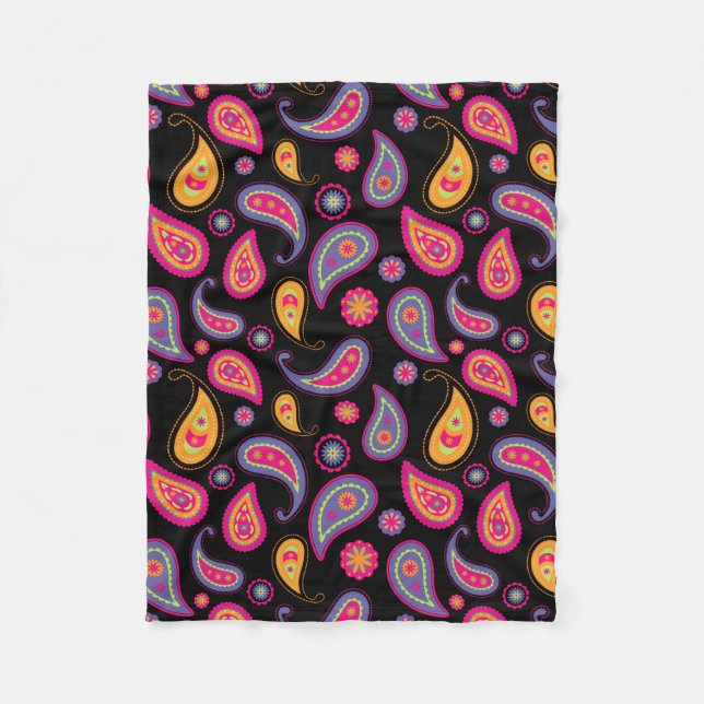 Manta Polar Patrón continuo de Paisley colorido (Anverso)