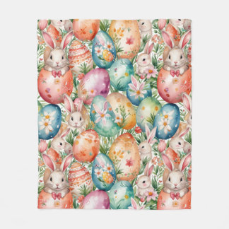 Manta Polar Patrón continuo de Pascua retro. Acuarela