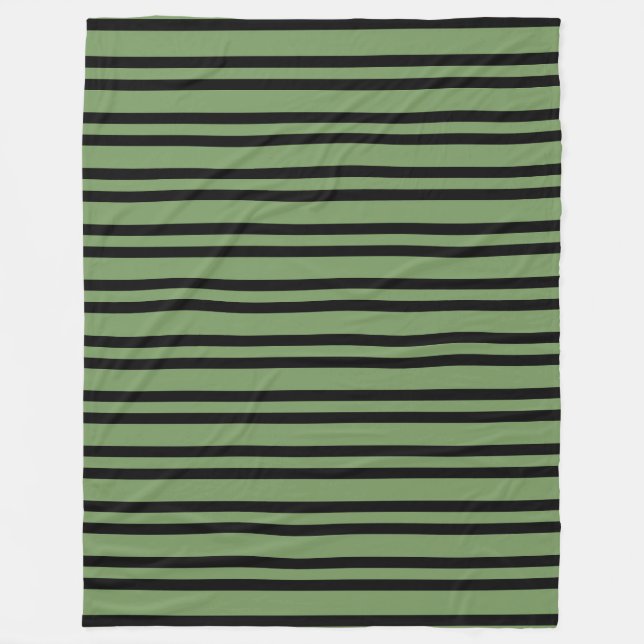 Manta Polar Patrón continuo de rayas negras verdes (Anverso)