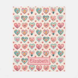 Manta Polar Patrón Corazón de San Valentín