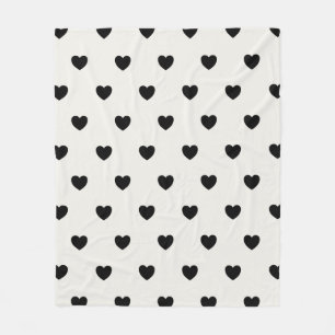 Manta Polar Patrón Corazones recortados en blanco y negro Mod