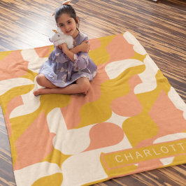 Manta Polar Patrón crema rosa mostaza personalizado