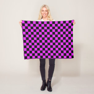 Manta Polar Patrón cuadrado negro púrpura