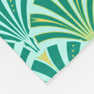 Manta Polar Patrón de abanico Art Deco - turquesa sobre aqua