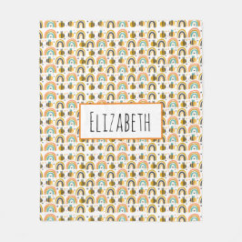 Manta Polar Patrón de abejas y arbustos