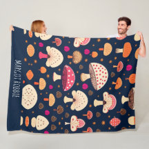 Patrón de acuarela azul rosa de hongos divertidos