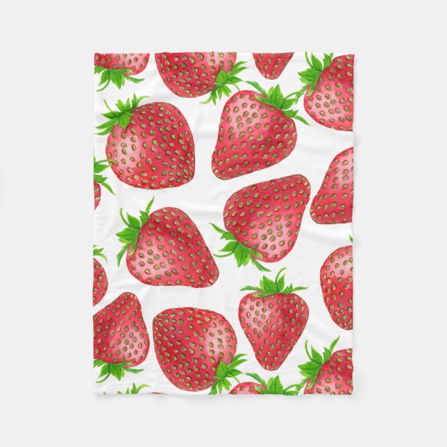 Manta Polar Patrón de acuarela de fresas (Anverso)