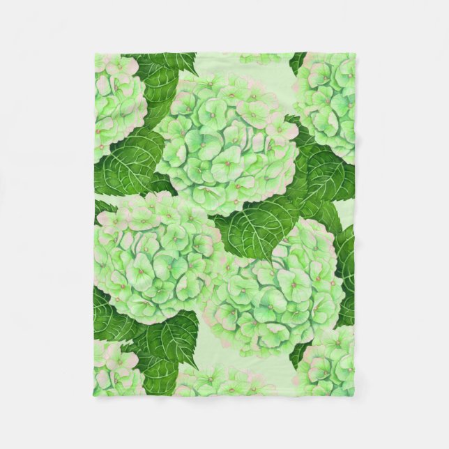 Manta Polar Patrón de acuarela de Hydrangea (Anverso)