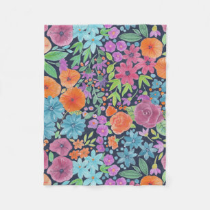 Manta Polar Patrón de acuarela floral