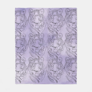 Manta Polar Patrón de acuarela púrpura del tigre Fleece Blanke
