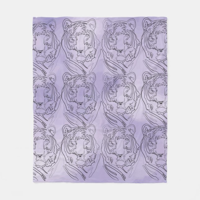 Manta Polar Patrón de acuarela púrpura del tigre Fleece Blanke (Anverso)