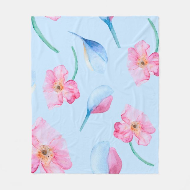 Manta Polar Patrón de acuarela sin costura dibujado a mano con (Anverso)