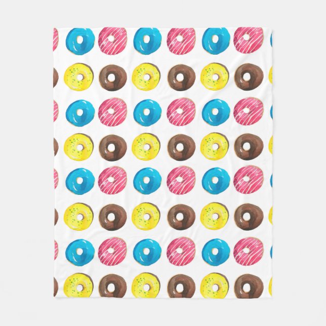 Manta Polar Patrón de acuarela sin foco con pequeños donuts (Anverso)