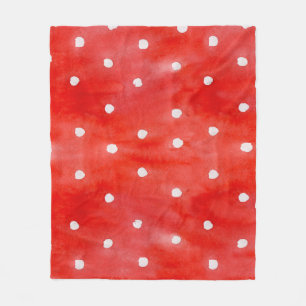 Manta Polar Patrón de acuarela sin foco puntos de polka rojo