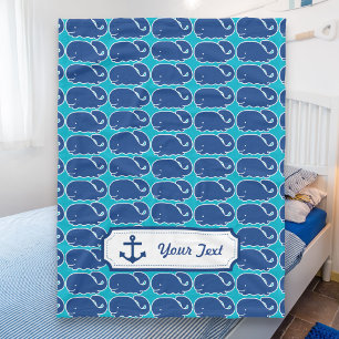 Manta Polar Patrón de adormidera de ballena azul náutico perso