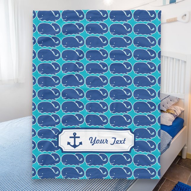 Manta Polar Patrón de adormidera de ballena azul náutico perso (Subido por el creador)