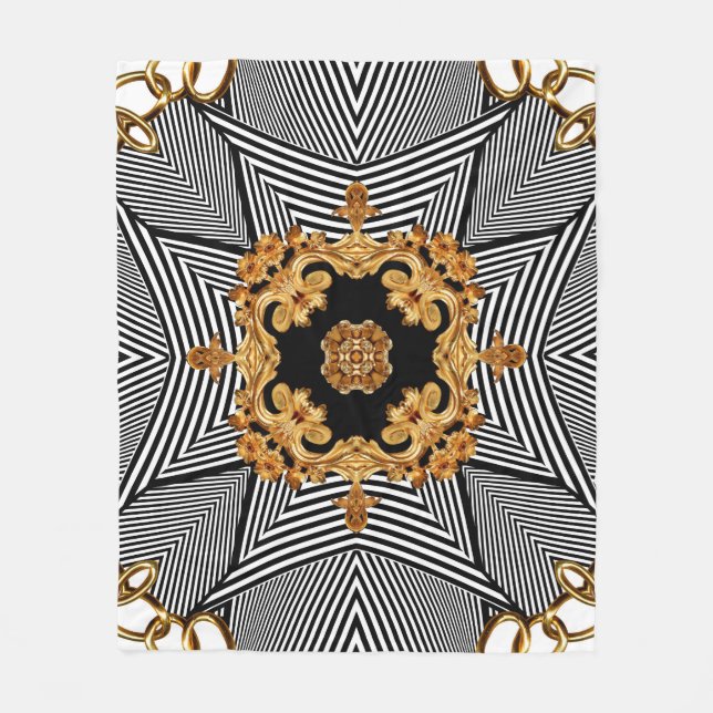 Manta Polar Patrón de adorno del barroco dorado y de las caden (Anverso)