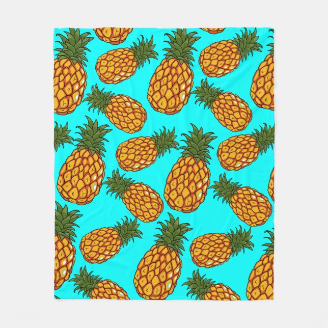 Manta Polar Patrón de amor de piña - Exótico Tropical Sabroso (Anverso)