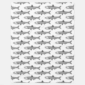 Manta Polar Patrón de anchoa - Negro sobre blanco
