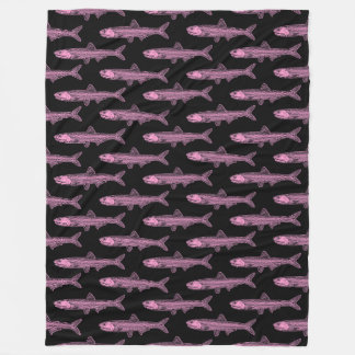 Manta Polar Patrón de anchoa - rosa y negro