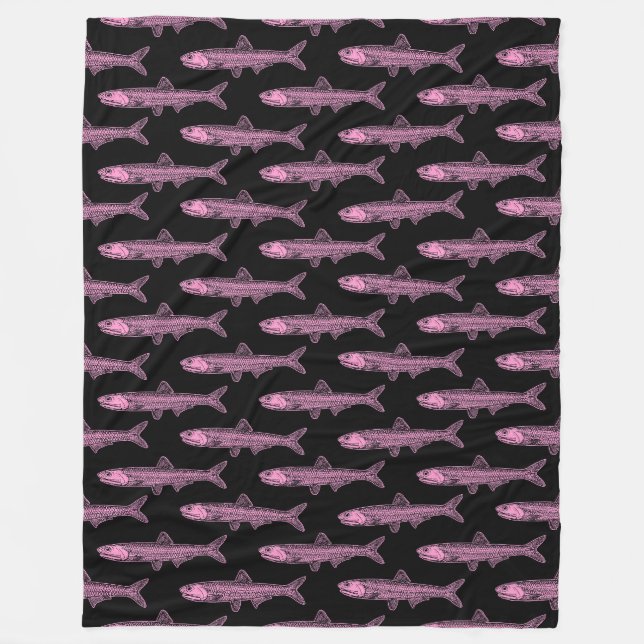Manta Polar Patrón de anchoa - rosa y negro (Anverso)