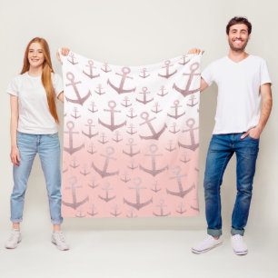 Manta Polar Patrón de ancla de purpurina de rosa de coral ná