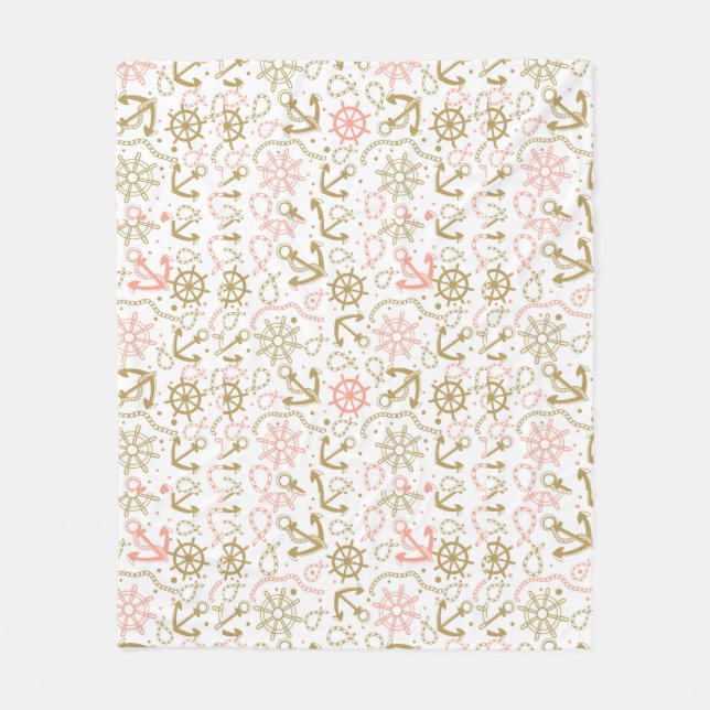 Manta Polar Patrón de ancla dorada (Anverso)