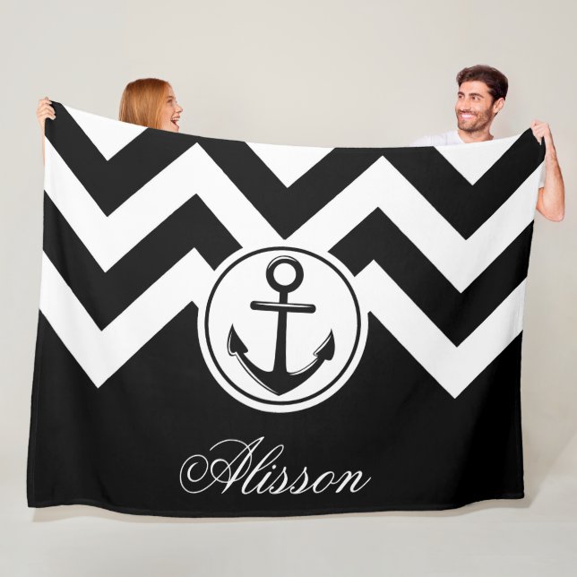 Manta Polar Patrón de anclaje blanco y negro (In situ)