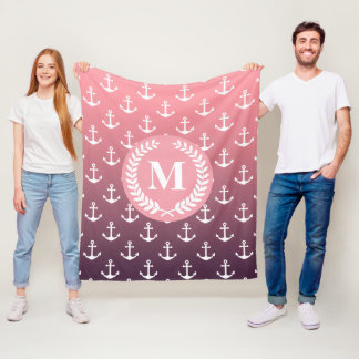 Manta Polar Patrón de anclaje y monograma