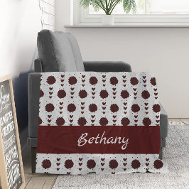 Manta Polar Patrón de animadores marrones Pom Poms & Hearts