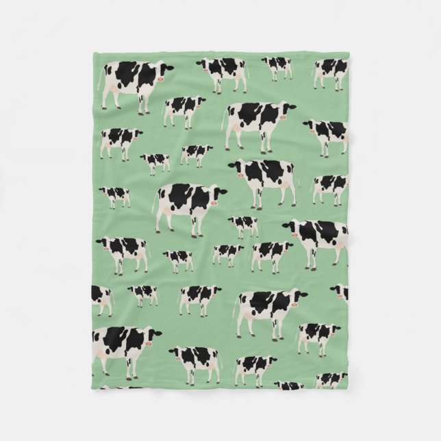 Manta Polar Patrón de animales de granja de vaca (Anverso)
