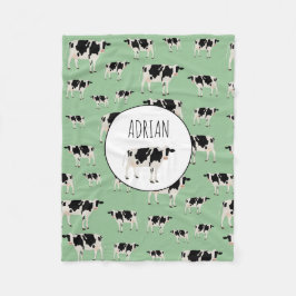 Manta Polar Patrón de animales de granja de vaca personalizado
