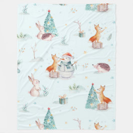 Manta Polar Patrón de animales de Navidades pequeños