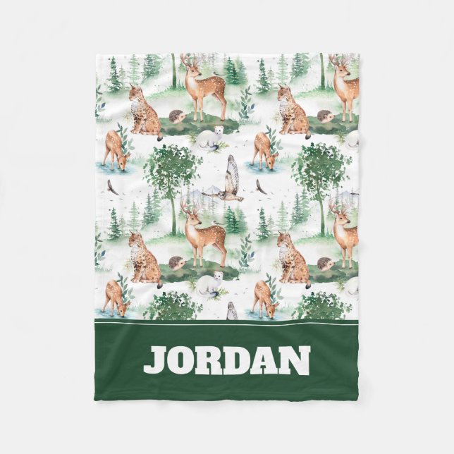 Manta Polar Patrón de animales de Woodland Baby (Anverso)