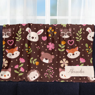 Manta Polar Patrón de animales de Woodland personalizados