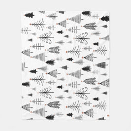 Manta Polar Patrón de árbol de Navidad blanco y negro