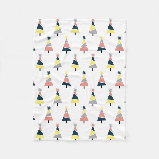 Manta Polar Patrón de árbol de Navidad colorido (Anverso)