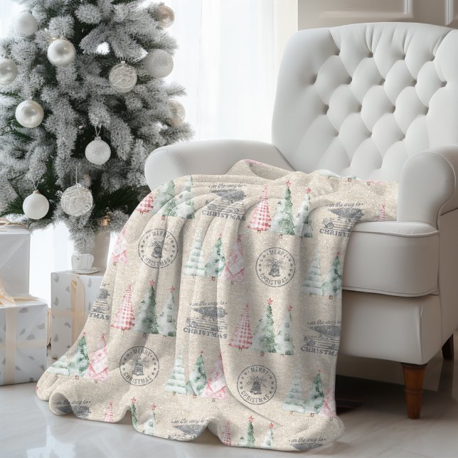 Manta Polar Patrón de árbol de navidad de estampado de burlap  (Subido por el creador)