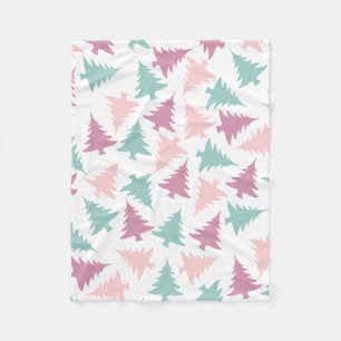 Manta Polar Patrón de árbol de Navidad verde rosa pastel