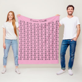 Manta Polar Patrón de árboles de coco de silueta suave rosa
