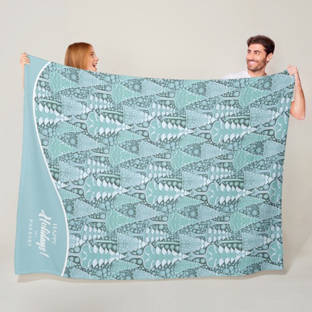 Manta Polar Patrón de árboles de navidad costeros estilizados  (In situ)