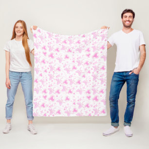 Manta Polar Patrón de arco rosado Corazones y cintas Kawaii