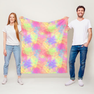 Manta Polar Patrón de arte de polígono azul púrpura rosa Lime 