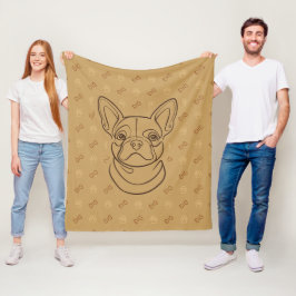 Manta Polar Patrón de Arte Decorativo de Línea de Bulldog Fran