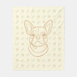 Manta Polar Patrón de Arte Decorativo de Línea de Bulldog Fran