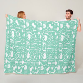 Manta Polar Patrón de arte folclórico Raccoon de Fox Deer