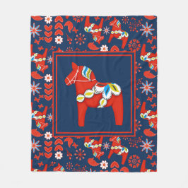 Manta Polar Patrón de arte folclórico rojo dala sueca