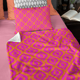 Manta Polar Patrón de arte Ogee Ikat de verano rosa caliente n