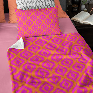 Manta Polar Patrón de arte Ogee Ikat de verano rosa caliente n